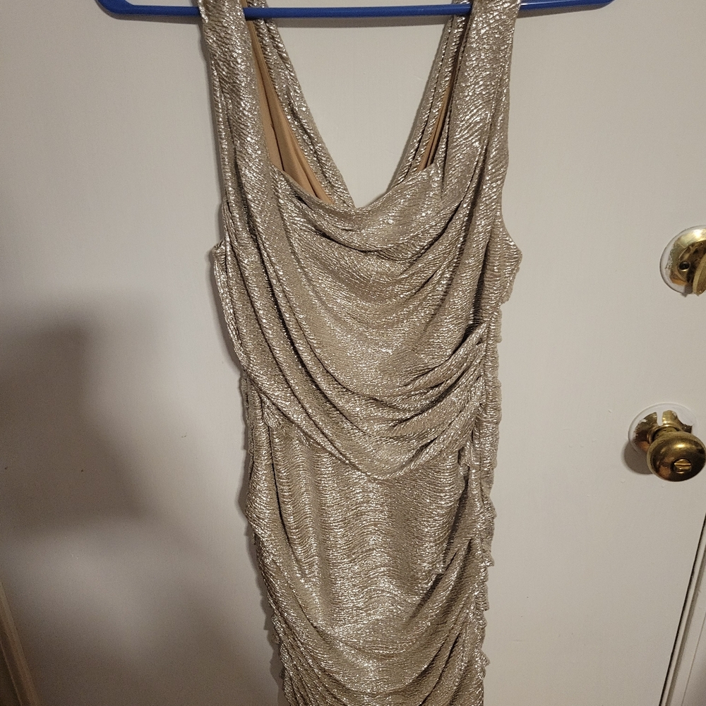 Gold Ruched Bodycon Women's Dress Express